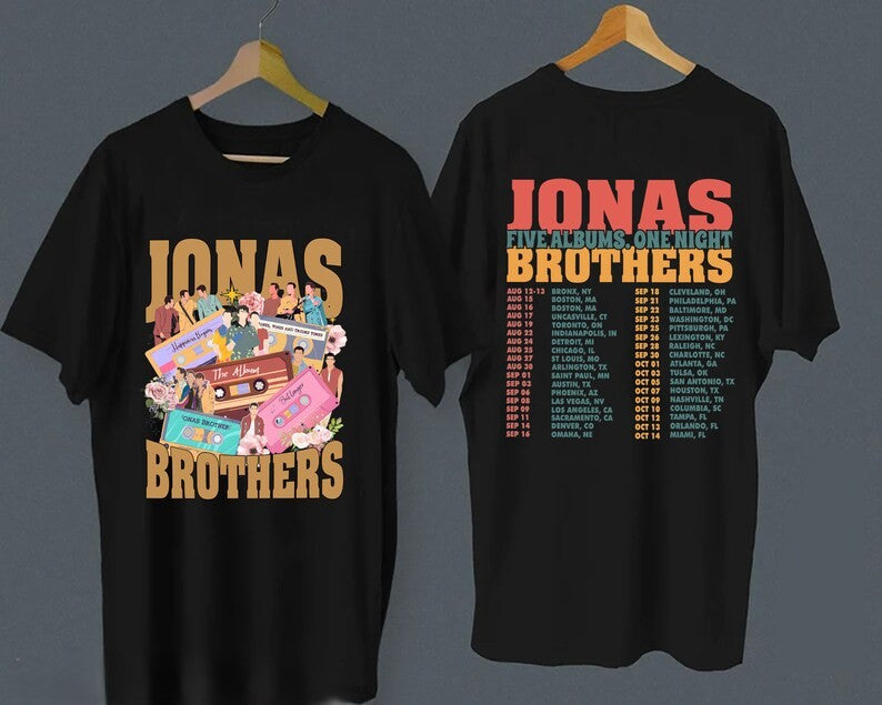 Jonas Brother Shirt, Vintage Jonas Brothers Shirt, Jonas Brothers Five Albums One Night Tour Tee, Jonas Brothers The Albums