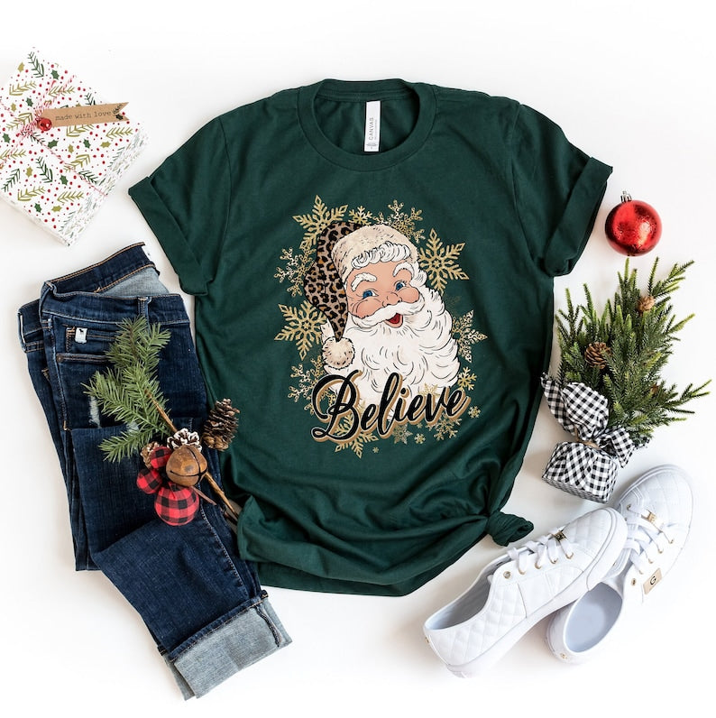 Believe Christmas Shirt, Christmas Believe Shirt Christmas Party Shirt Christmas T-Shirt, Christmas Family Shirt - Onlytee Christmas Gift