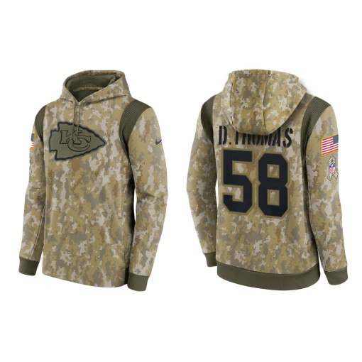 Derrick Thomas Kansas City Chiefs Camo 2021 Salute To Service Veterans Day Therma Pullover Hoodie