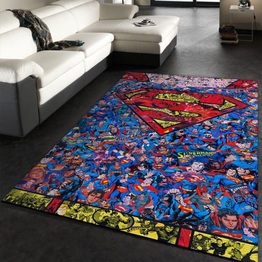 Superman Rug All Over Print Logo Custom Area Rug Carpet Full Sizes Home Living Rug Carpet Decor