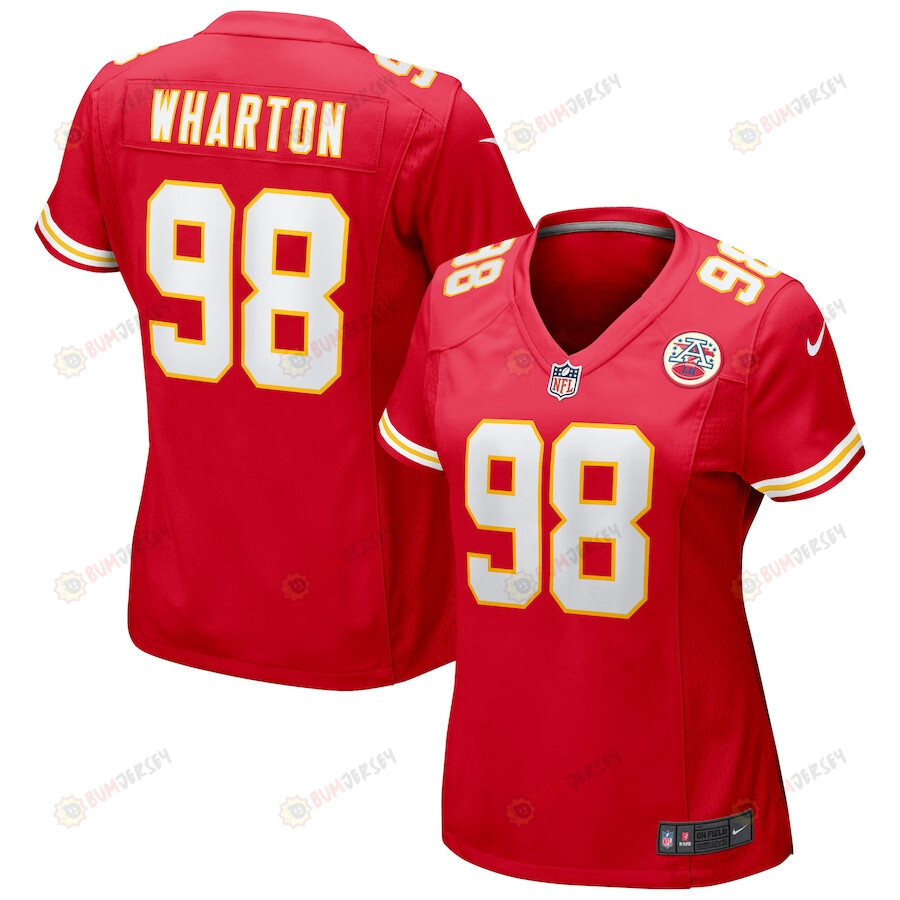 Tershawn Wharton 98 Kansas City Chiefs Game Women Jersey – Red