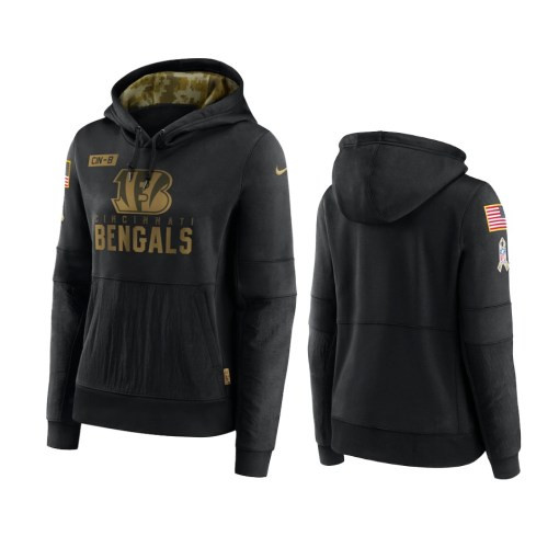 Women’S Cincinnati Bengals Black 2020 Salute To Service Performance Pullover Hoodie