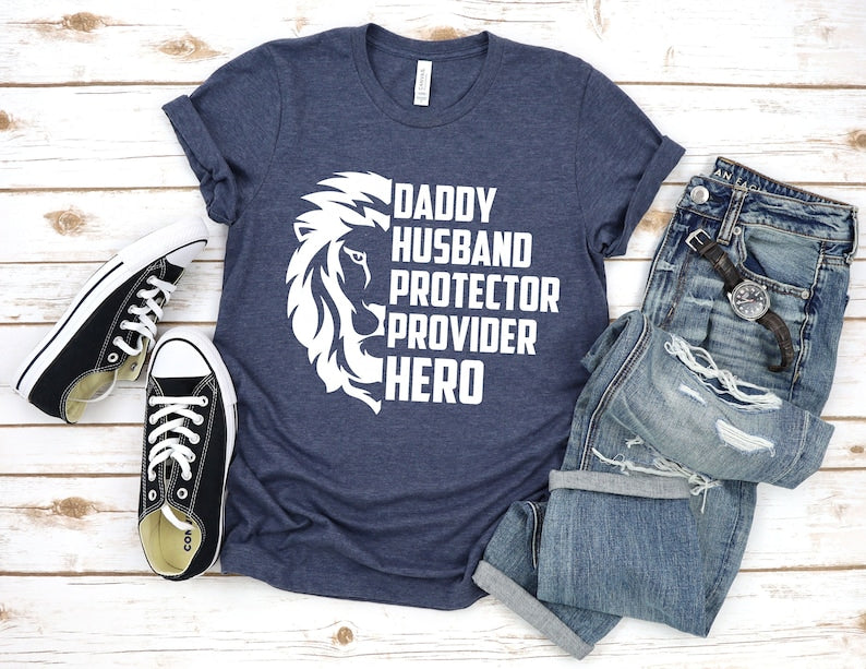Husband Gift Husband. Daddy. Protector. Hero. Fathers Day Gift Funny Shirt Men Dad Shirt Wife To Husband Gift