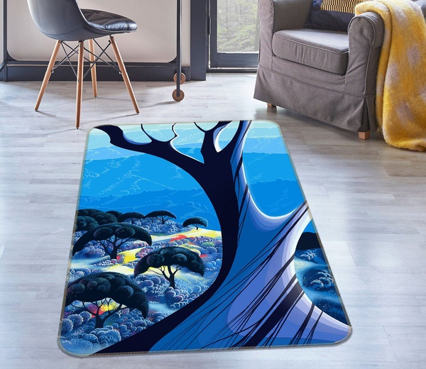 3D Blue Tree Of Life Area Rug Home Decor