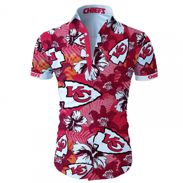 Beach Shirt Kansas City Chiefs Hawaiian Shirt Tropical Flower Short Sleeve Slim Fit Body