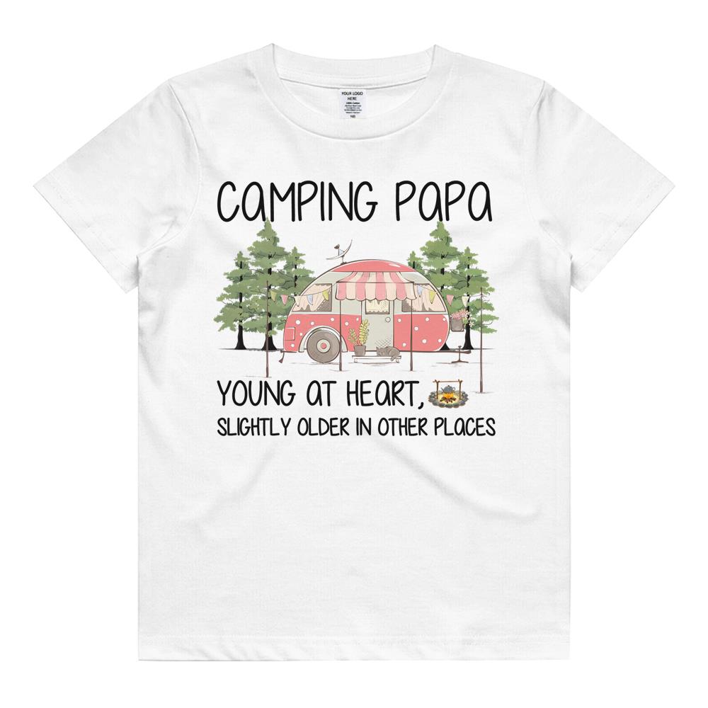 Camping Papa Matching Camp Family Camper Cool Vintage Kids T Shirt