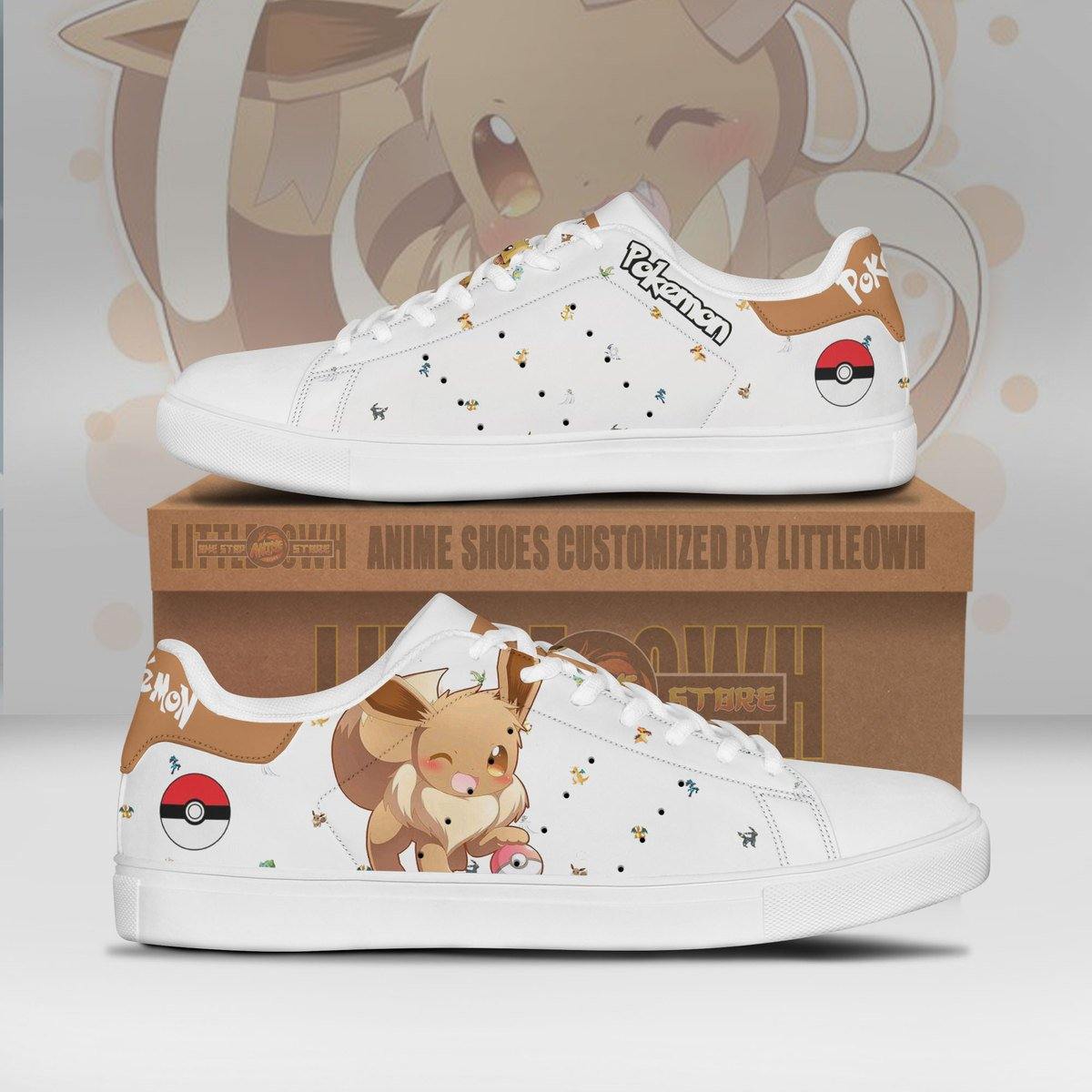 Pokemon Eevee Skateboard Shoes Custom Anime Sneakers