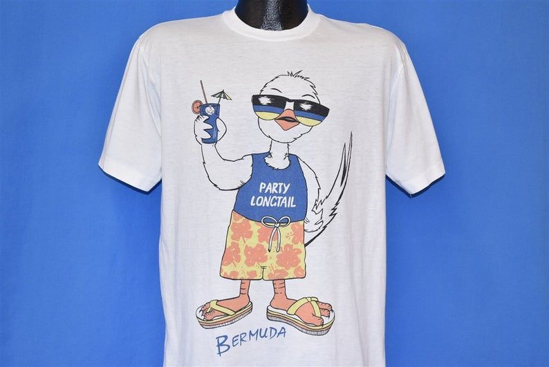 80S Party Longtail Bird Bermuda Spuds Mackenzie Bud Light Spoof Funny Cartoon Shirt