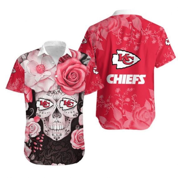 Gift For Husband Gift For Dad Kansas City Chiefs Skull Hawaiian Shirt Mh94