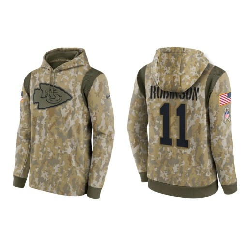 Demarcus Robinson Kansas City Chiefs Camo 2021 Salute To Service Veterans Day Therma Pullover Hoodie