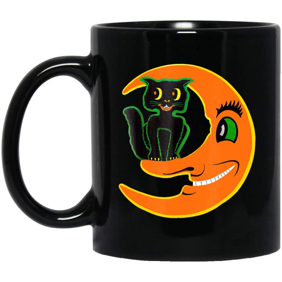 Vintage Halloween Beistle Cat on the Moon Horror Gift Coffee Mug