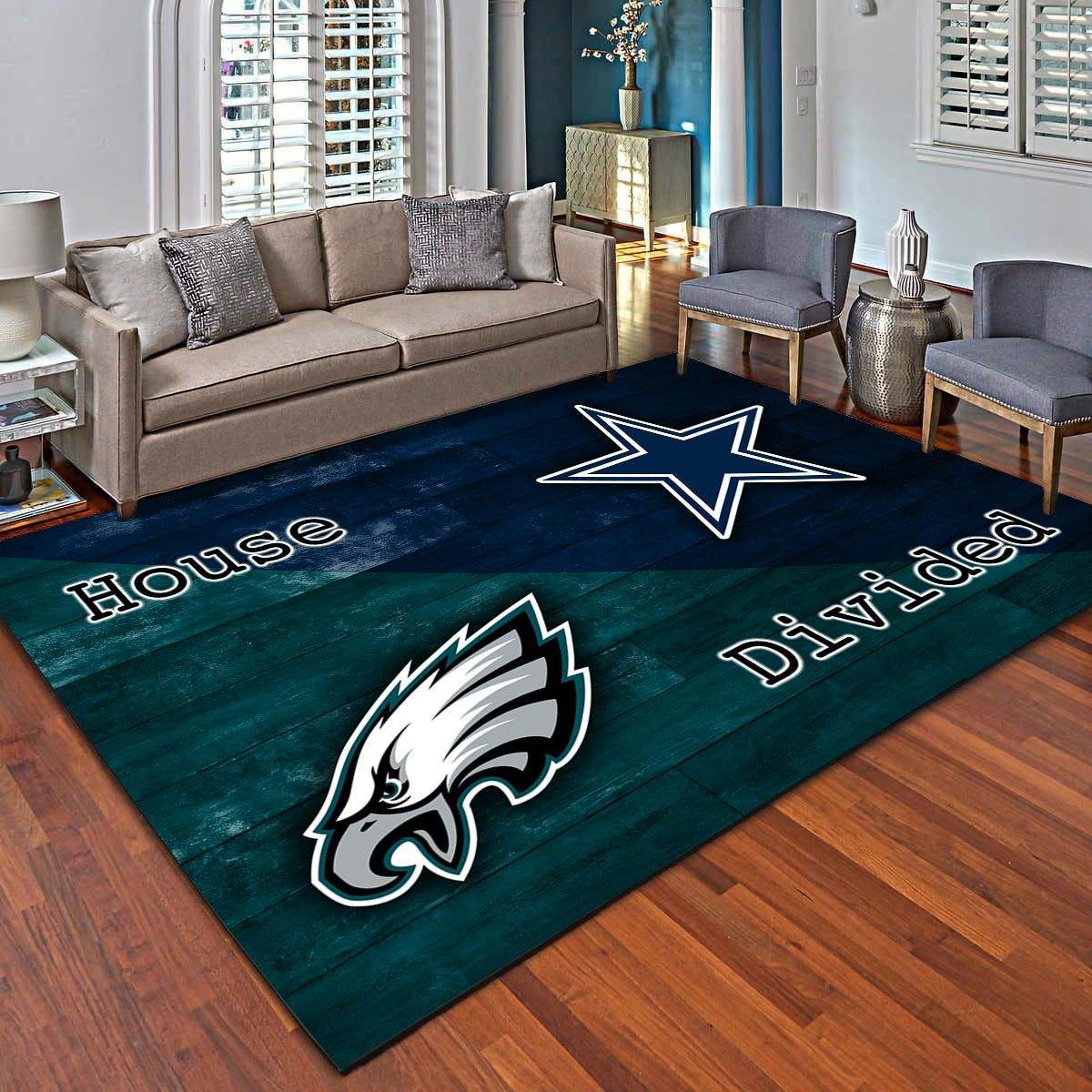 Dallas Cowboys & Philadelphia Eagles Area Rugs, Customized House Divided Carpet