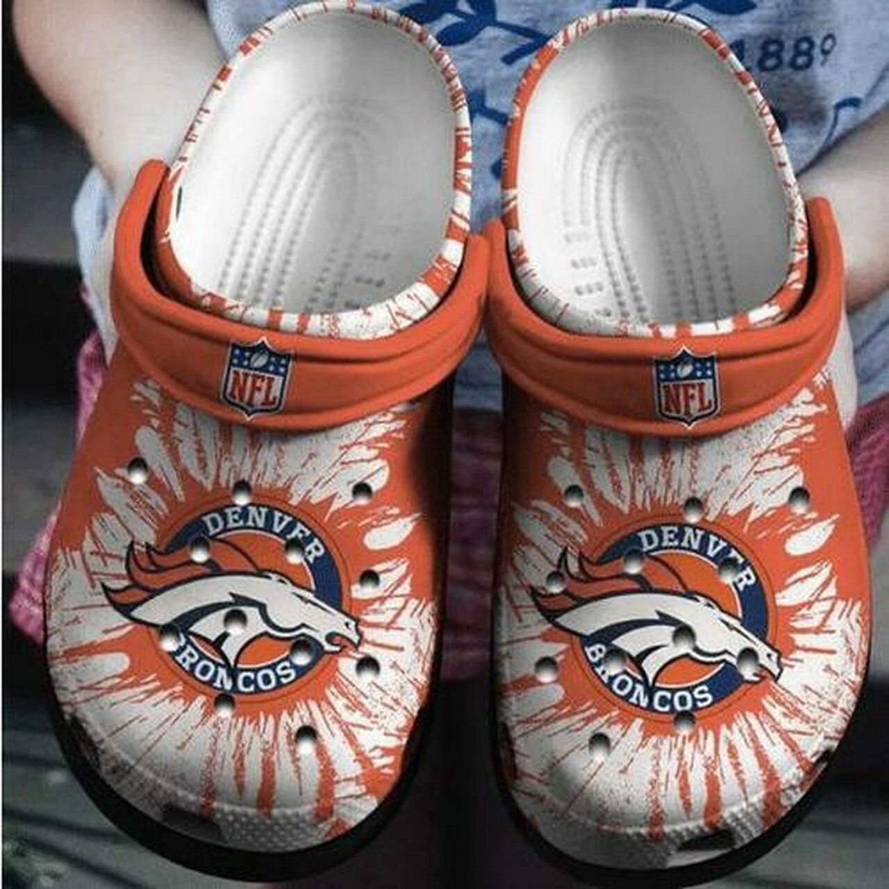 Denver Broncos Crocs Crocband Clog Comfortable Water Shoes In Orange