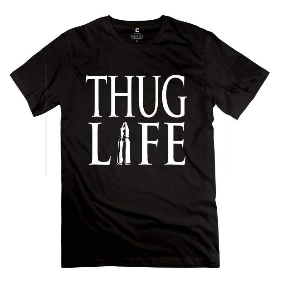 100% Cotton Customrized Printed T-Shirt 2Pac Thug Life T Shirt Vintage Hip Hop Classic Rap Men’s Tops