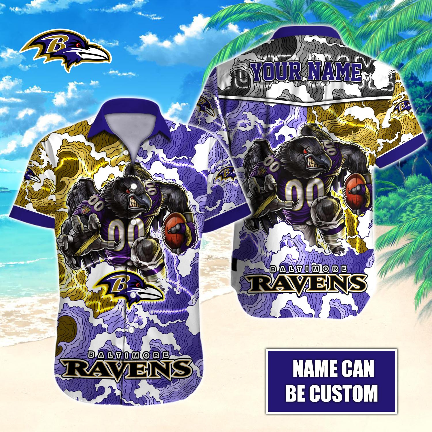 Baltimore Ravens Nfl-Hawaiian Shirt Custom T-40578