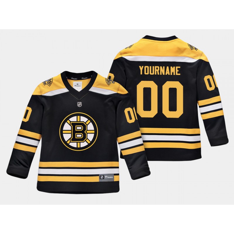 Youth Boston Bruins Custom #00 Replica Player Home Black Jersey ...