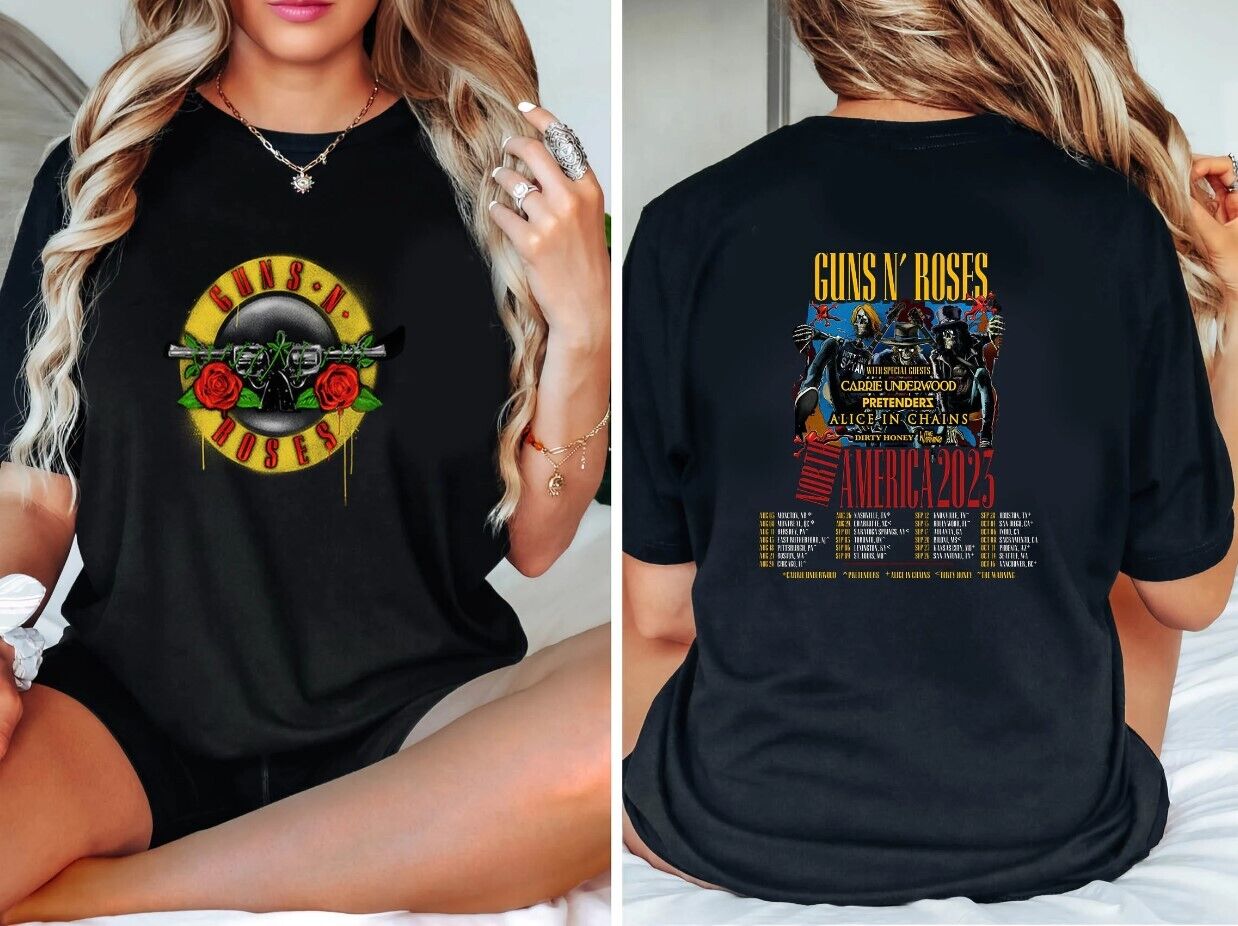 Guns N’ Roses 2023 Shirt North American World Tour T-Shirt Cotton Unisex Gift