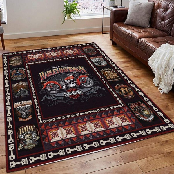 Harley Davidson Motorcycles Area Rug, Living Room Carpet, Home Floor Decor