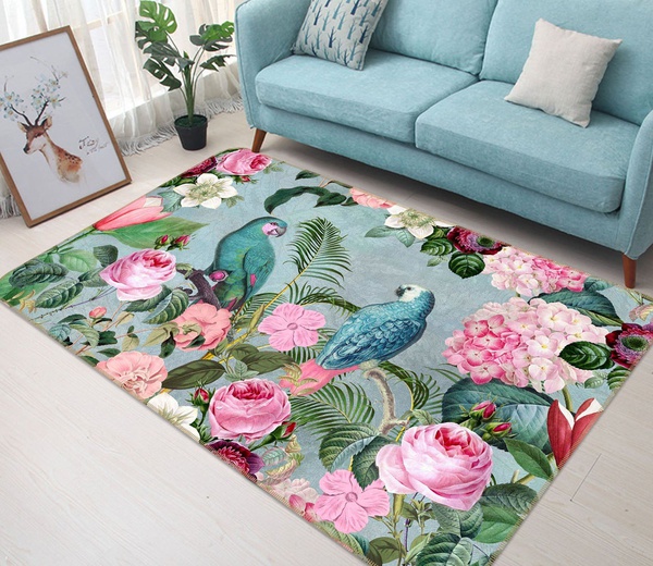 3D Bird Friends And Flower Area Rug Home Decor