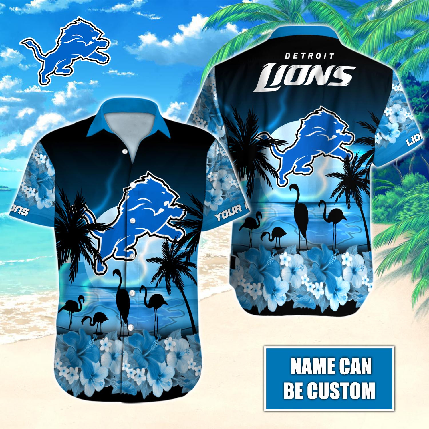 Detroit Lions Nfl-Hawaiian Shirt Custom T-40718