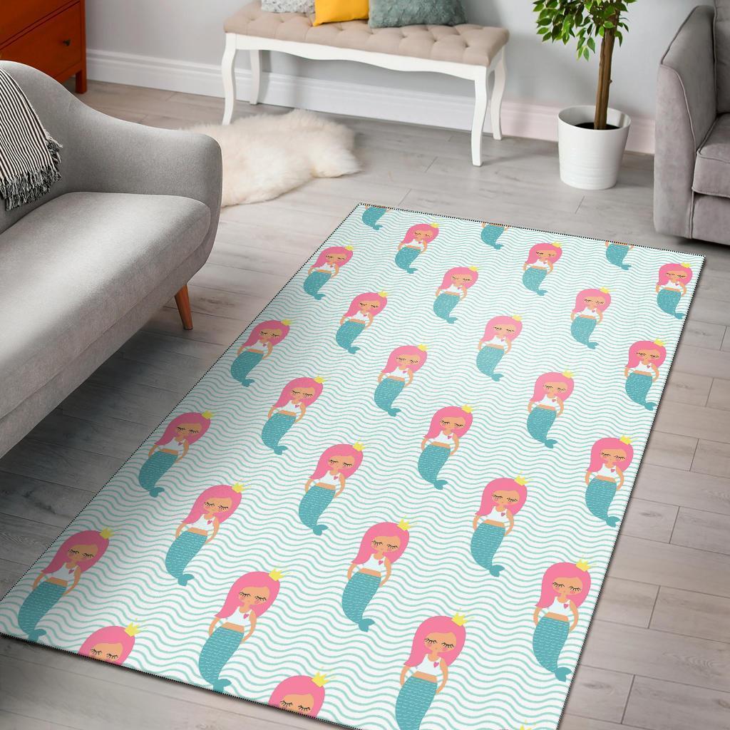 Mermaid Print Pattern Area Rug