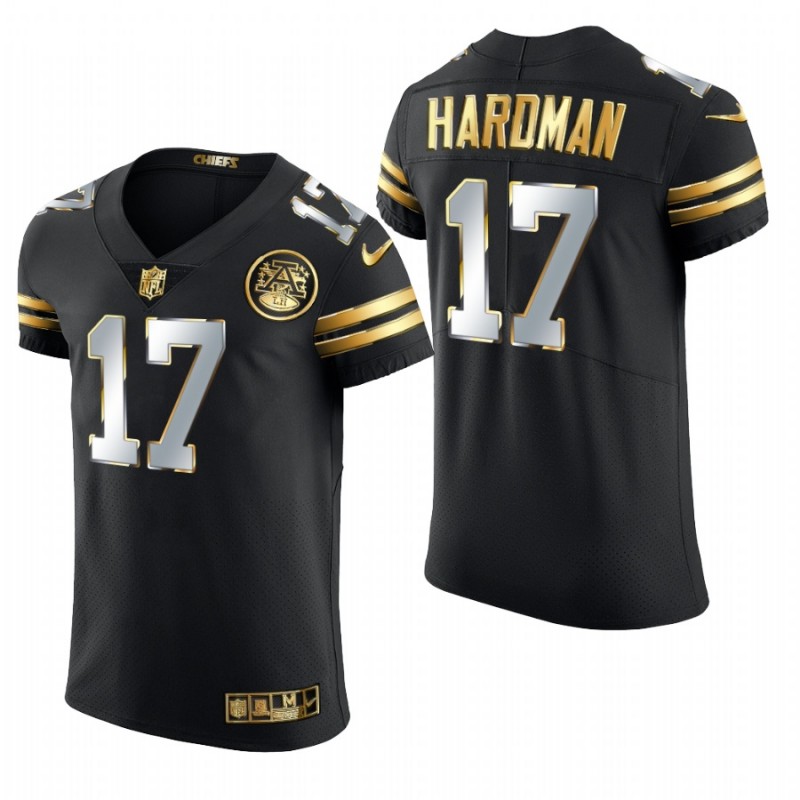 Kansas City Chiefs Mecole Hardman Black 2020-21 Golden Edition Elite Jersey – All Stitched, Embroidery