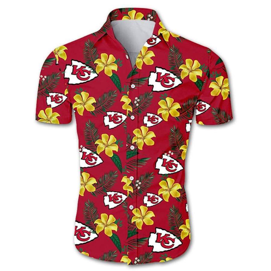 Kansas City Chiefs Hawaiian T-Shirt 3D All Over Print Floral Button Up Slim Fit Body