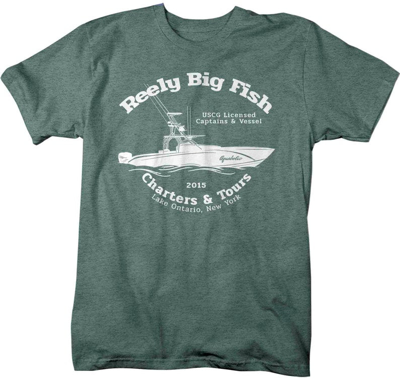 Men’S Personalized Fishing Charter Shirt Boat Tour T Shirt Gift For Fisherman Angler Fish Boater