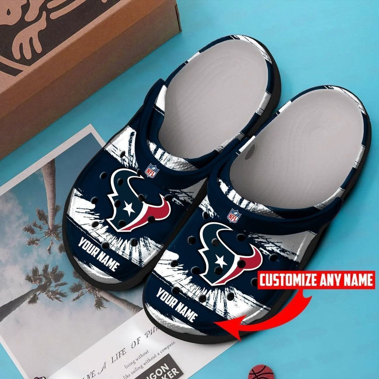 Houston Texans For Custom Name Crocs Crocband Clog Comfortable Water Shoes