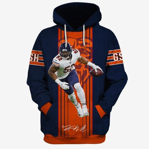 Chicago Bears Khalil Mack Anniversary 7 Unisex 3D Hoodie Gift For Fans