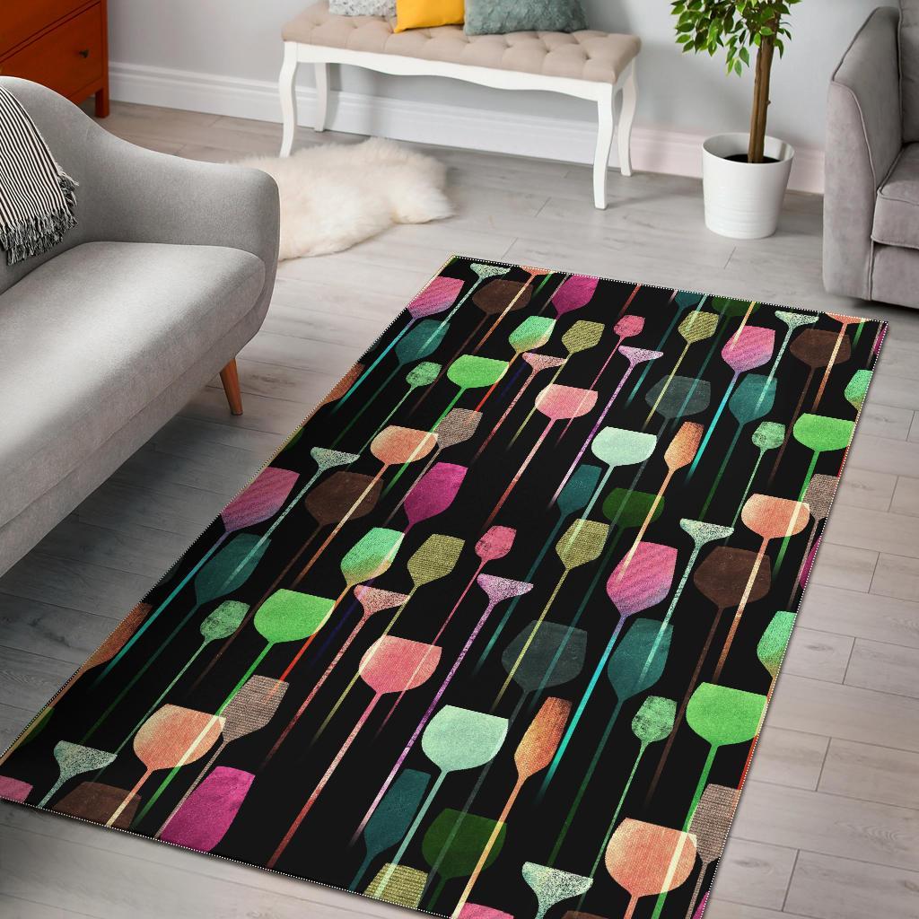 Wine Glass Pattern Print Area Rug