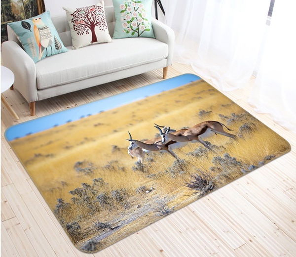 3D Antelope In Meadow Area Rug Home Decor