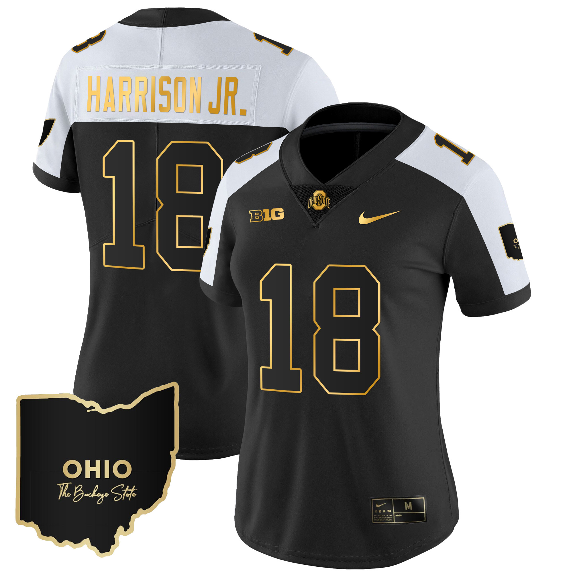 Women’S Ohio State Buckeyes 2023 Vapor Limited Gold Jersey – Ohio Patch – All Stitched