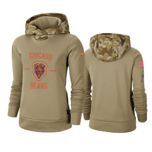 Chicago Bears Khaki 2019 Salute To Service Therma Pullover Hoodie