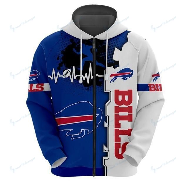 Buffalo Bills Limited Edition  Over Print Full 3D Zip  Hoodie S – 5XL