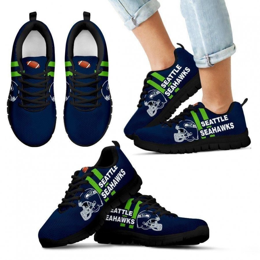 Vertical Two Line Mixed Helmet Seattle Seahawks Sneakers #683