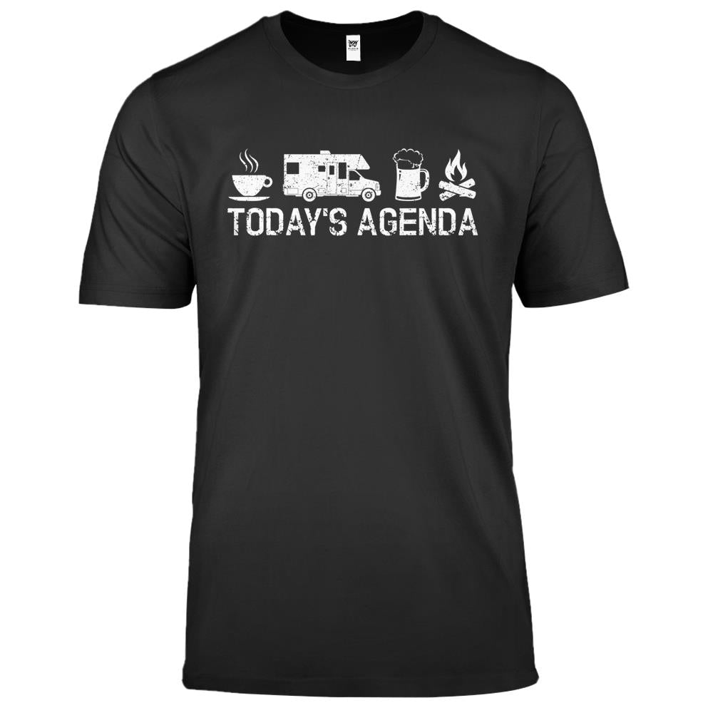 Vintage Rv Camping Lover Today’s Agenda Costume Camper Gift Premium T Shirts