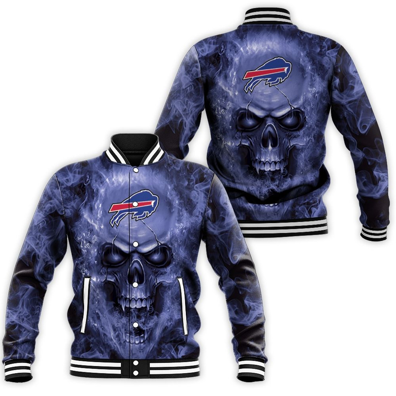 Buffalo Bills Purple Black Skull Baseball Jacket