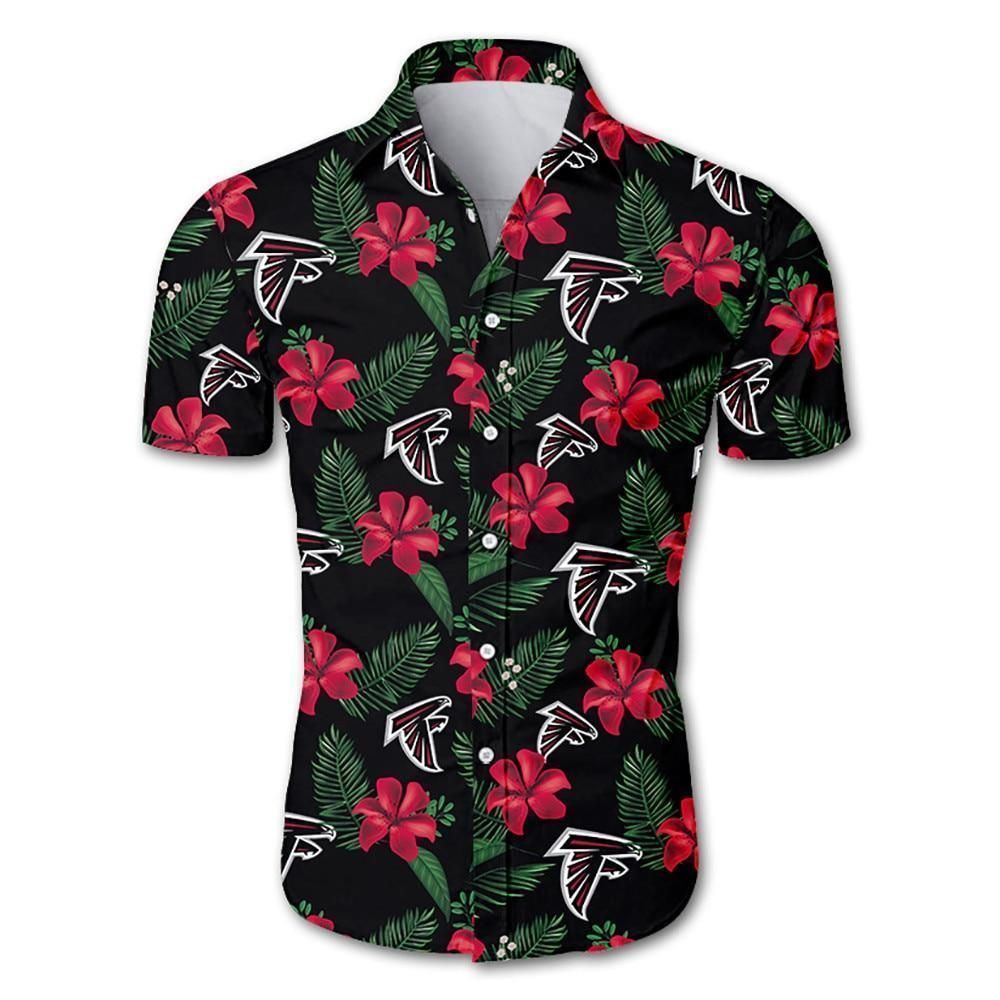 Atlanta Falcons Tropical Flower Hawaiian Shirt White Men Women Beach Wear Short Sleeve Hawaii Shirt Combo Beach