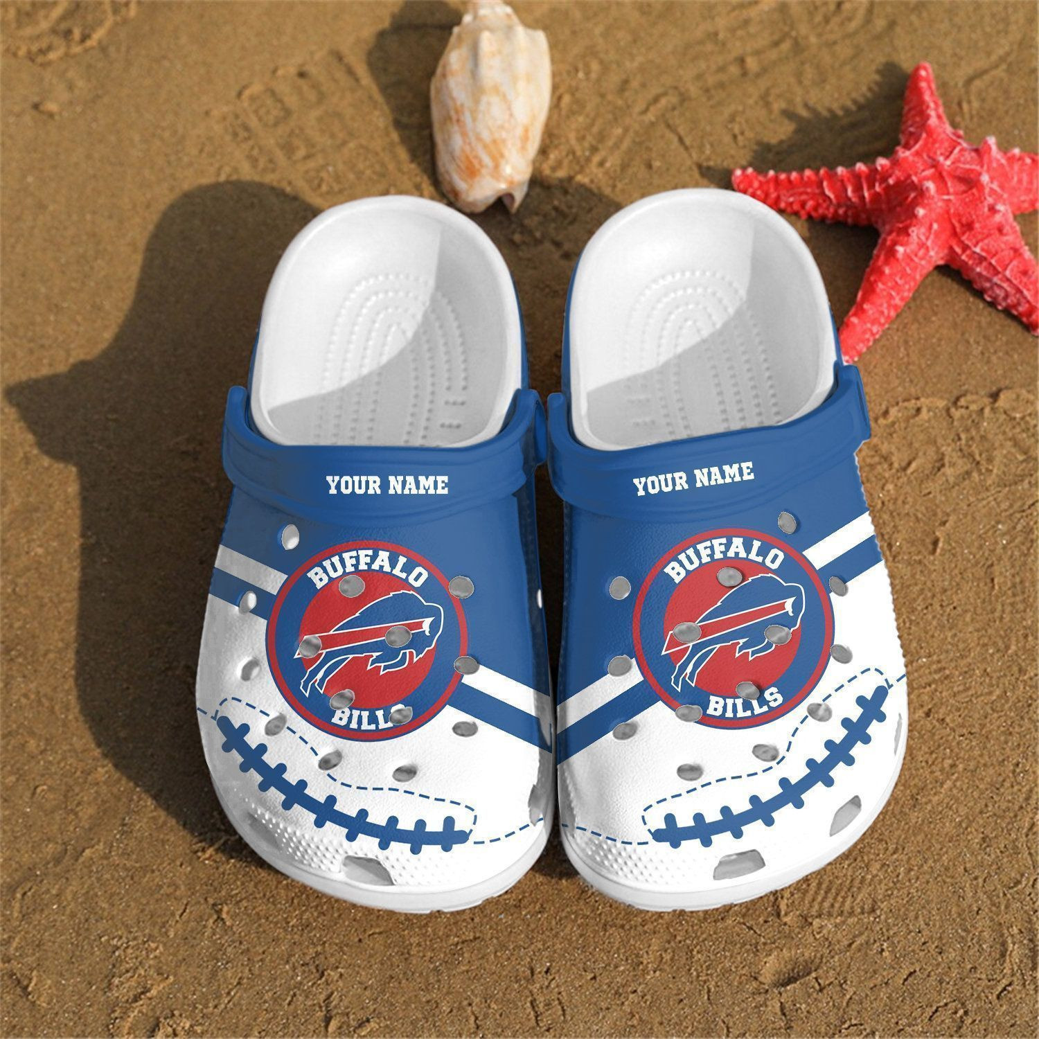 Buffalo Bills For Crocs Crocband Clog Comfortable Water Shoes In Blue White