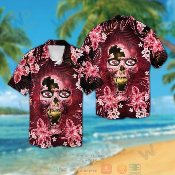 Gift For Husband Gift For Dad Kansas City Chiefs Skull Hawaiian Shirt