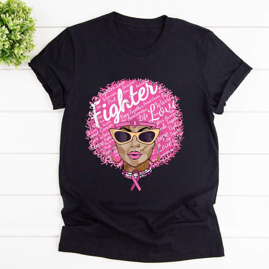 Breast cancer awareness women fighter gift black queen black cotton t shirt for men and women S-6XL