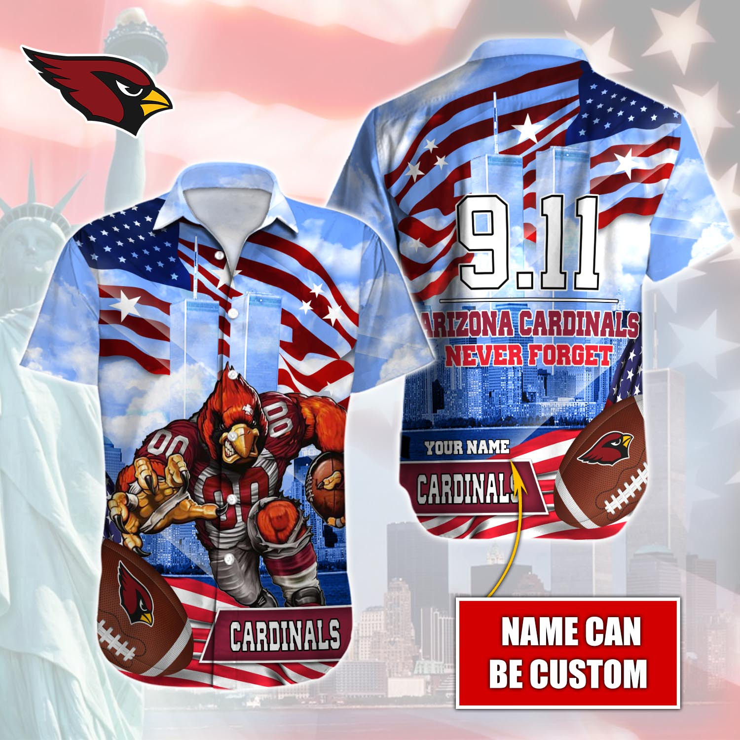 Arizona Cardinals Nfl-Hawaiian Shirt Custom T-41102