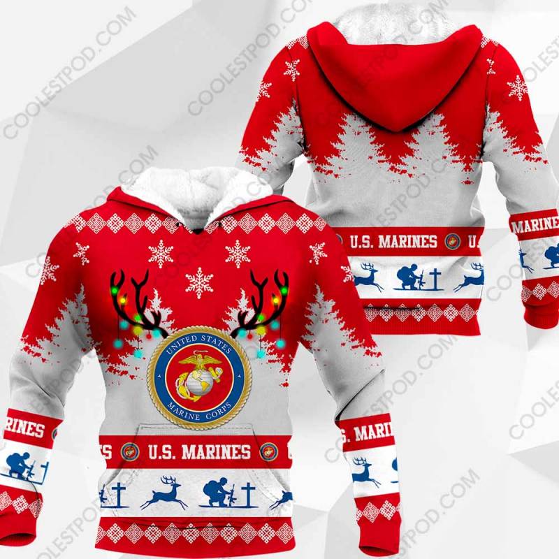 U.S. Marine – Christmas All Over Printed Hoodie – X301159