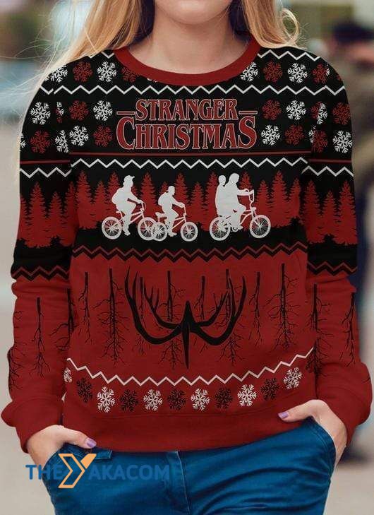 Merry Xmas Amazing Cycling Family Stranger Christmas Ugly Christmas Sweater 2023