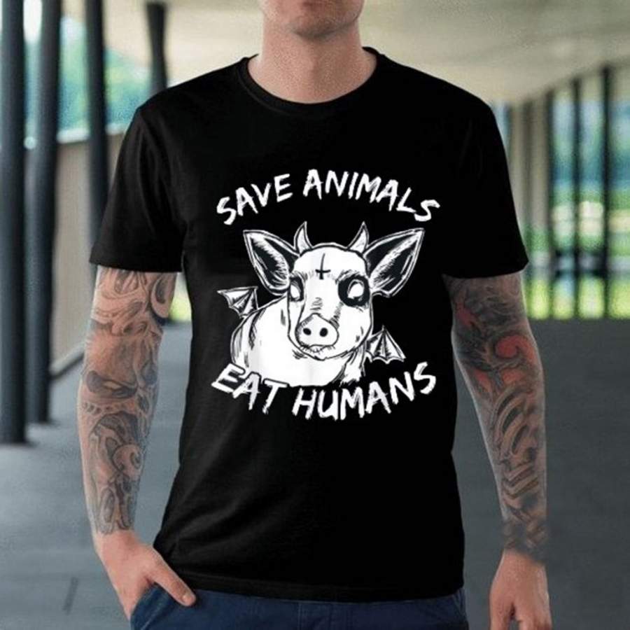 Save animals Eat humans Cow Heifer Satanic Cross Shirt