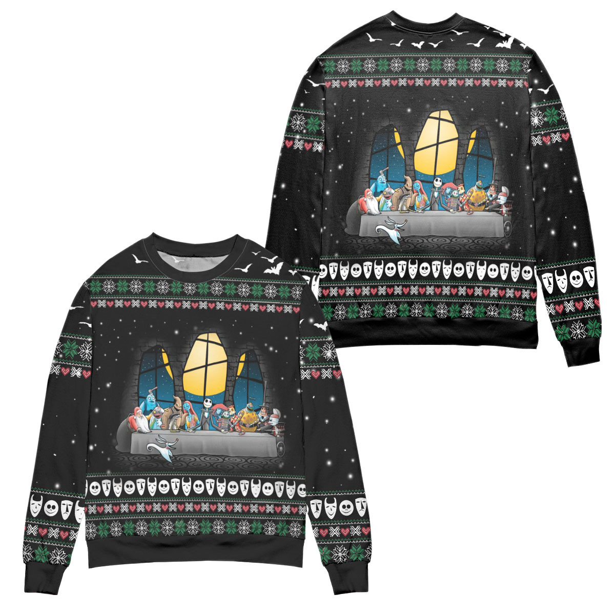 The Nightmare Before Christmas The Last Supper Windshield Sun Shade Ugly Christmas Sweater – All Over Print 3D Sweater