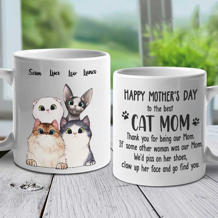 To The Best Cat Mom Thank You For Being Our Mom – Gift For Mother’S Day – Personalized Mug