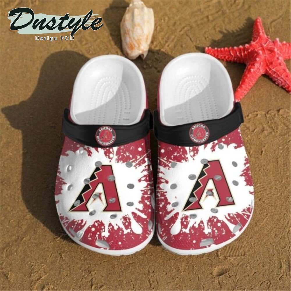 Arizona Diamondbacks Logo Pattern Crocs Classic Clogs Shoes In White & Red