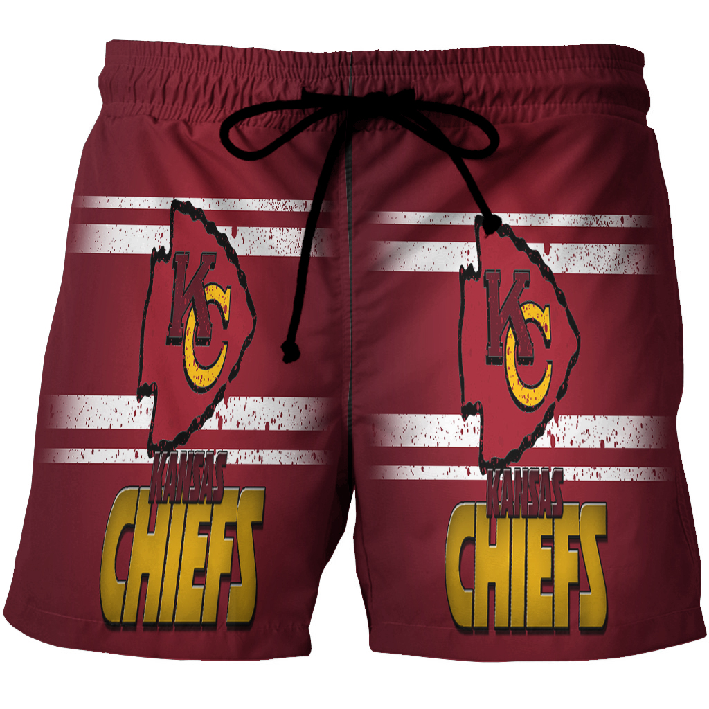 Kansas City Chiefs Emblem V1 3D All Over Print Summer Beach Hawaiian Short